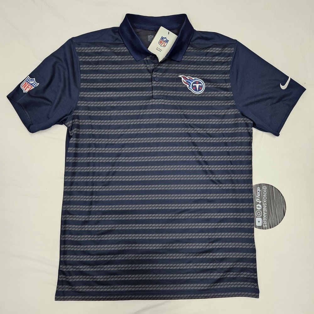 Nike Tennessee Titans NFL Polo Shirt Striped Navy Men's Size Medium